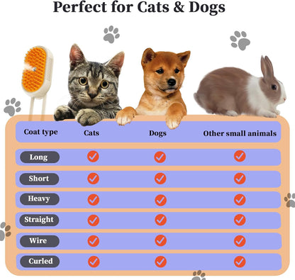 4-in-1 Cat Steam Brush for Shedding & Grooming, Spray Hair Removal Comb, Cat Brush for Massage, Pet Grooming Comb Hair Removal Tool for Cats and Dogs