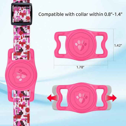 for Airtag Dog Collar Holder – IP68 Waterproof Dog Air Tag Holder for Dog Collar, Anti-Lost & Durable Silicone Case, Compatible with Apple AirTags (Rose Red)