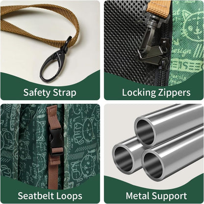 Extra Large Cat Carrier Soft Sided, Portable Small Dog Carrier for 2 Cats, 24"x16.5"x16" Car Travel Folding Comfortable Design, Green