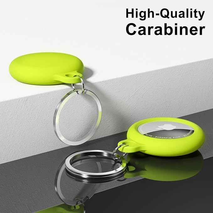 oakxco for Airtag Keychain Silicone Neon Green, Airtag Holder with Key Ring, Air Tag Cover Cute Accessories for Kids, Luggage, Car Dog Collar, Car, Compatible with Apple Airtag Case Waterproof, Lime