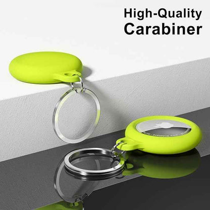 oakxco for Airtag Keychain Silicone Neon Green, Airtag Holder with Key Ring, Air Tag Cover Cute Accessories for Kids, Luggage, Car Dog Collar, Car, Compatible with Apple Airtag Case Waterproof, Lime