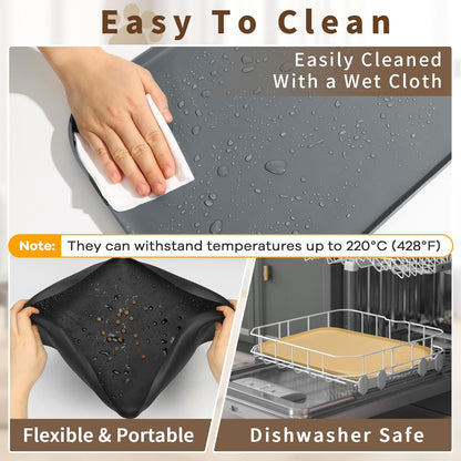 Silicone Pet Feeding Mat with Raised Edge & Residue Collection Pocket for Food and Water, Dog Bowl Mats, Cat Bowls Placemat with High Lip for Floor Waterproof, 24 x 16 x 0.8 Navy Blue