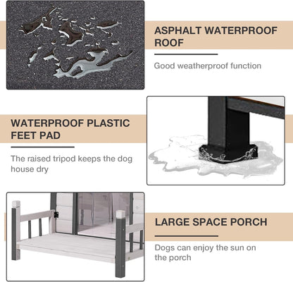 Metal Frame Dog House with Insulated Liner for Indoor & Outdoor Use - Large Dog Kennel with Weatherproof Roof & Foot Pads for Small, Medium & Large Dogs(White)