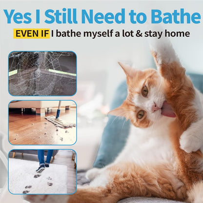 Mooncat Waterless Shampoo & Brush Kit for Longhair Cats | Complete Grooming System for Detangling, Deshedding & Matted Fur | Licking Safe No-Rinse Foam with Gentle Silicone Massager - Made in Taiwan