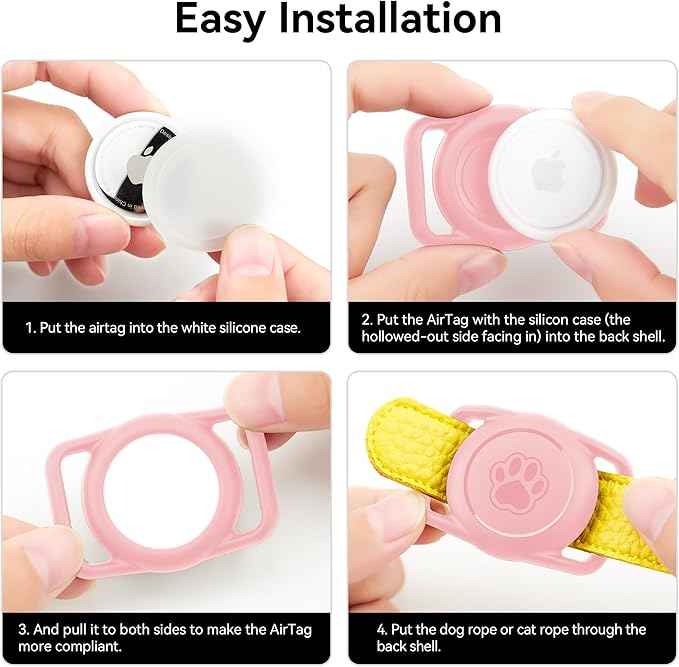 2 Pack for Airtag Dog Collar Holder,IPX8 Waterproof for air Tags-2 Pack,for Apple GPS Tracker Accessories丨Compatible with Apple AirTags丨Fits≤ 1.2" Width Collar for Dog cat Pets(Pink)