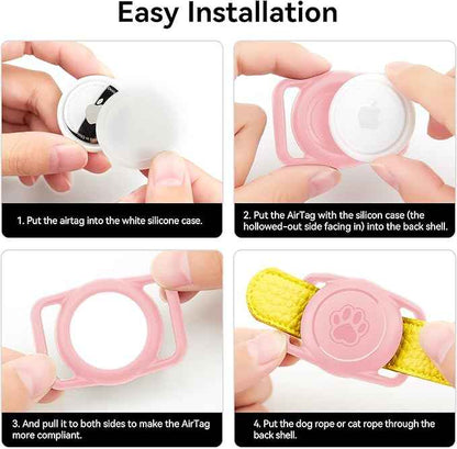 2 Pack for Airtag Dog Collar Holder,IPX8 Waterproof for air Tags-2 Pack,for Apple GPS Tracker Accessories丨Compatible with Apple AirTags丨Fits≤ 1.2" Width Collar for Dog cat Pets(Pink)