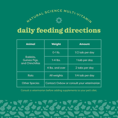 Oxbow Animal Health Natural Science Multi-Vitamin, High Fiber Supplement for Rabbit & Guinea Pig, Made with Timothy Hay, Multi-Pet Households, Omega 3 & 6 Fatty Acids, Made in USA, 4.2 oz Bag