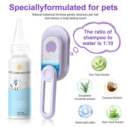 Steam Brush for Cat & Dog – 3-in-1 Spritz Pet Spray Hair Removal Comb for Grooming & Shedding Steam – Water Brush for Long