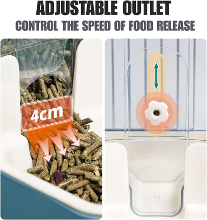 Automatic Pet Food Water Dispenser, Auto Gravity Pet Feeder Water Bottle Set for Crate, Feeding Station for Small Dog Cat Rabbit Guinea Pigs Chinchilla Ferret Hedgehog (Gray)