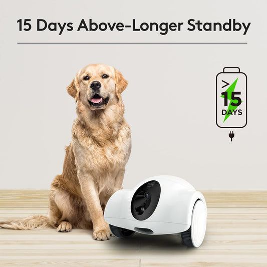 Pet Cameras with Phone App 15 Days Long Standby Pet Robot for Dog Treat Dispenser Feeder 1080P Full HD Dog Robot Camera 360ยฐMove Freely 2-Way Audio (2.4G WiFi ONLY, No Bluetooth)