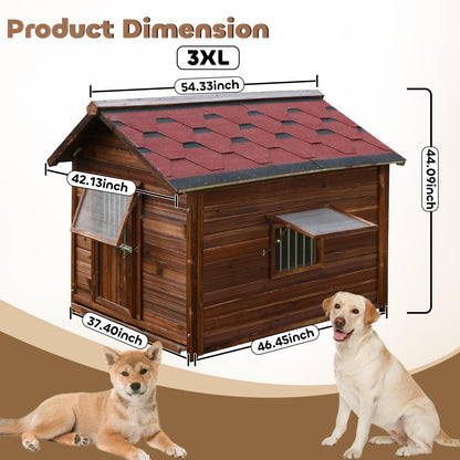Big Outdoor Dog House for Large Breed Dogs with Removable Floor&Roof,Dog House Outdoor Weatherproof Warm Dog Houses for Medium Dogs,Heavy Duty Large Indoor Pet House,3XL-54.33"(D) X42.13(W) X46.46(H)