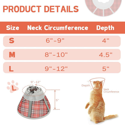 Cat Cone Collar Soft, Cat Recovery Collar for Large Medium Small Cats Kittens, Pet Cone Alternative After Surgery