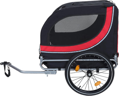 Blue-Grey Large Folding Bike Trailer for Dogs – Heavy-Duty Steel Frame, 66LB Capacity Pet Carrier for All-Terrain Cycling, Jogging & Camping Adventures! - Pawvie