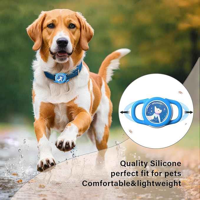 Waterproof Airtag Dog Collar Holder, Silicone & ABS Airtag Holder for Dog & Cat Collars, Ultra-Durable, Lightweight and Protective Airtag Case (Blue-1, Small)