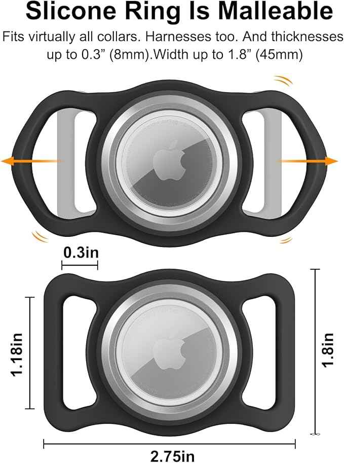 for Airtag Dog Collar Holder - Waterproof Dog Collar Holder for AirTag, Silicone Air Tags Case for Medium to Large Dog Collar