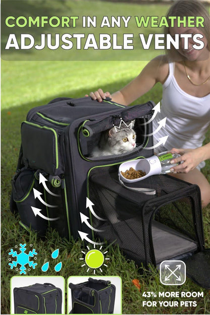 Cat Backpack Carrier & Dog Car Seat for Small Pets Up to 25 lbs - Expandable Cat Carrier Backpack with Breathable Mesh - Waterproof for Travel - 3 in 1 - Pawvie