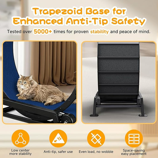 GTPLAYER Cat Wheels, Large Cat Exercise Wheel for Indoor Cats, 40"Diameter cat treadmill Detachable Carpet & Teaser, stickers, Ultra-quiet scroll wheel With latch, Suitable for Most Cats, Metal, Blue
