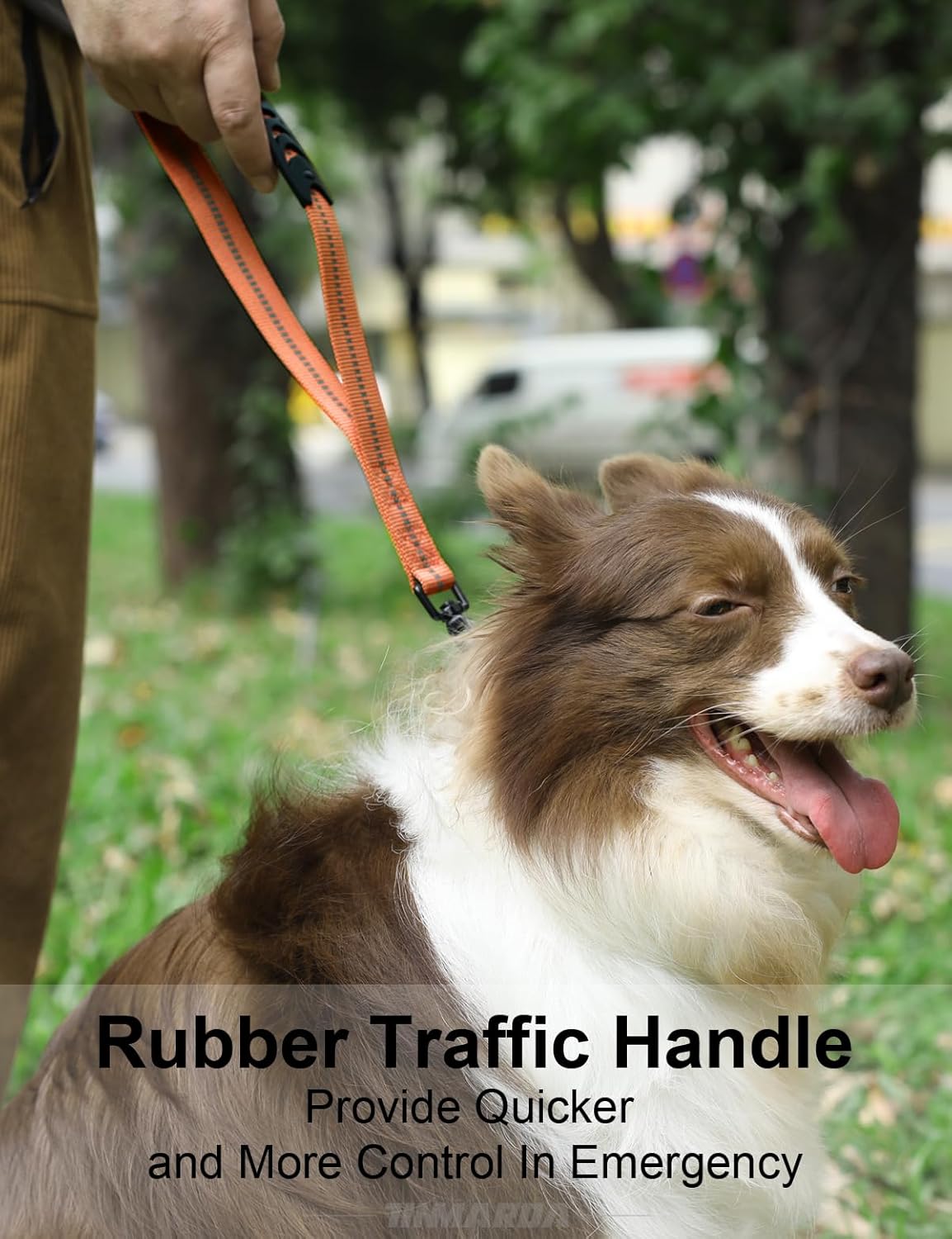 Heavy Duty Dog Leash, 4-6FT Shock Absorbing Dog Leashes with Traffic Handle and Comfortable Padded Handles, Advanced Easy Metal Clip, No Pull Reflective Leash for Medium Large Dogs That Pull (Orange)