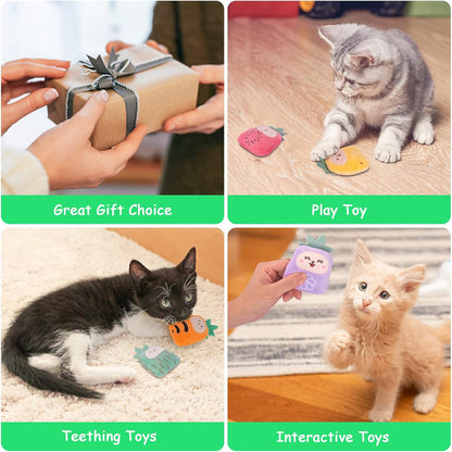 Cat Toys Pineapple with Natural Catnip Inside, Interactive Catnip Toys for Indoor Cats Kitten Kicker, Dental Kitty Chew Toy 6 Pack