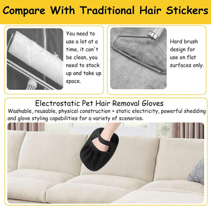 Vingtank 2Pcs Pet Hair Remover Glove, 2025 Upgraded Pet Hair Remover Electrostatic Gloves Reusable Cat & Dog Hair Removal Tool for Couch, Furniture, Carpet, Car Seat