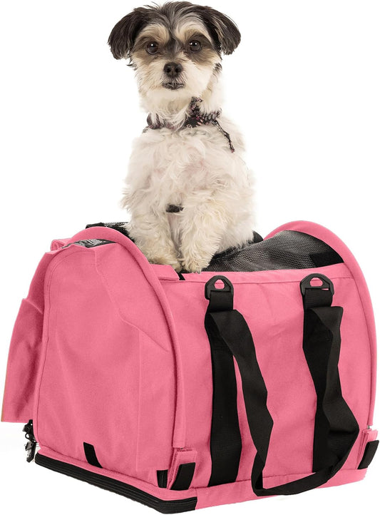 SturdiBag Pro 2.0 Pet Travel Carrier for Cats and Dogs | Soft Sided Pet Carrier Bag with Safety Clips and Seatbelt Straps for Airplane or Car Travel | Cube, Soft Pink - Pawvie