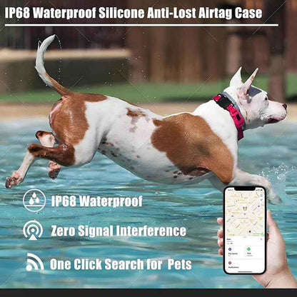 Compatible with Airtag Holder–IP68 Waterproof Silicone Anti-Lost Airtag Case for Pet Collars, High-Strength Elastic Silicone for Airtag Holder Fits Pet Collar, Small for 3/8"~5/8" Collar
