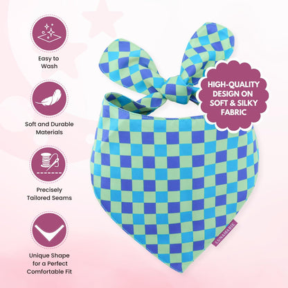 LunaMarie - Luxury Pet Birthday Bandanas -Premium & Silky Poly Fabric | 100% Handmade | Custom Shape Dual Layered (Electric Rebel, X-Small)