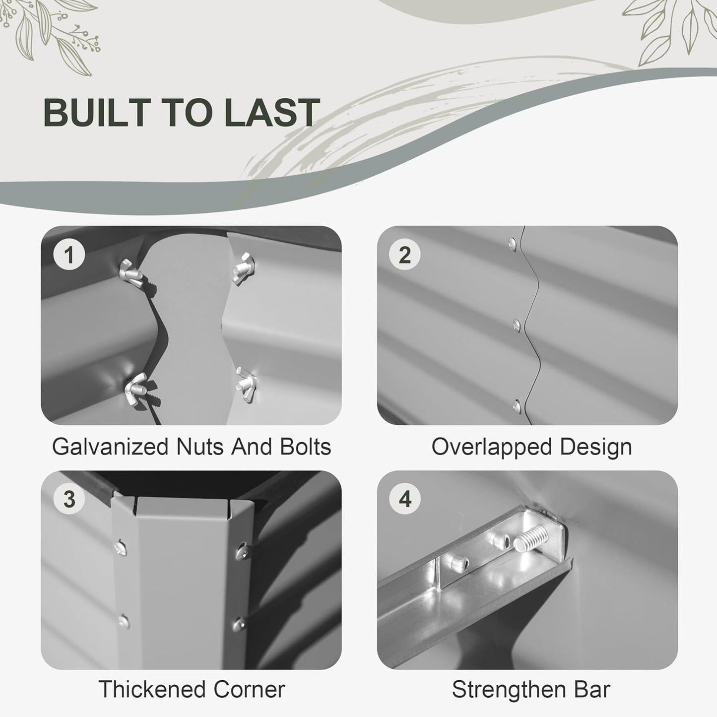 Domi Galvanized Raised Garden Bed, 6x3x1Ft Thickening Metal Planter Box for Vegetables Bottomless for Backyard Outdoor, 1" Deep w/ 128 Gallon Capacity - Silvery