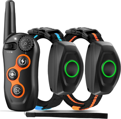 Dog Shock Collar with Remote Control,1300Ft,IP67 Waterproof Dog Training Collar with 3 Training Modes, Beep, Shock, Vibration,Safe Lock for Small, Middle,Large Dogs (Orange O+B)