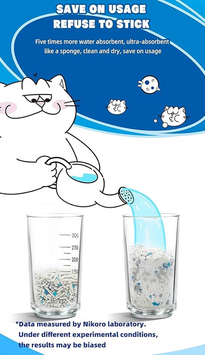 NIKORO Tofu Cat Litter,Strong Clumping Cat Litters,Odor Control and Unscented Ultra Absorbent Water Flushable Bentonite Tofu Cat Litter,Dust Free Scent Free,(5.29 lbs×1Bags)