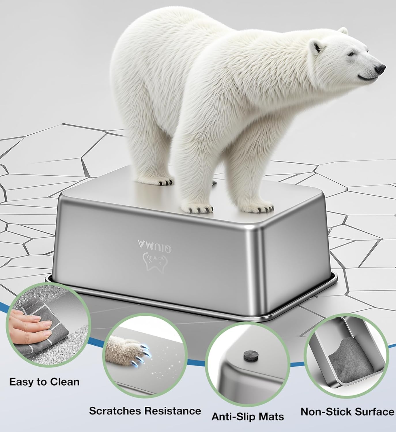 Stainless Steel Litter Box, Large Metal Cat Litter Box with High Sided for Big and Small Cats, Kitty Litter Boxes, Non-Stick, Easy to Clean, Odor-Free, Small Cat Toilet