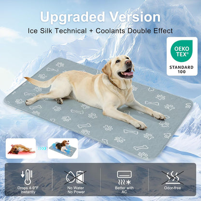 BEAUTYZOO Upgraded Dog Self Cooling Mat Ice Silk Chill Pads for Small Medium Large Dogs Q-MAX＞0.43- Summer Reusable Pet Training Pad - Absorbent Non-Slip Cool Mat for Kennels, Crates, Beds, 23" x 35"