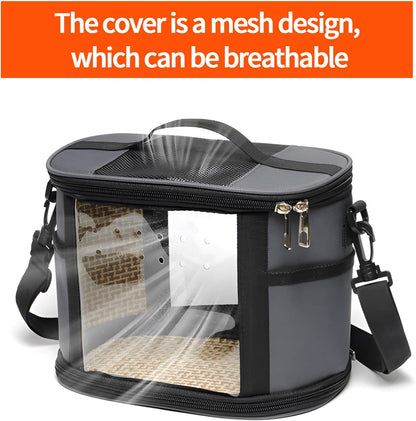 Bird Travel Carrierm, Small Bird Travel Backpack Carrier Cage with Tray and Breathable Clear Window, for Parakeet Cockatiel Budgies, for Camping Hiking (Small-White)