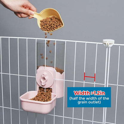 VANNON Small Animal Hanging Automatic Food Dispenser, 35oz Gravity Pet Feeder for Cage, Food Bowl for Rabbit Puppy Cat Ferret Guinea Pig Chinchilla Parrot (Pink)