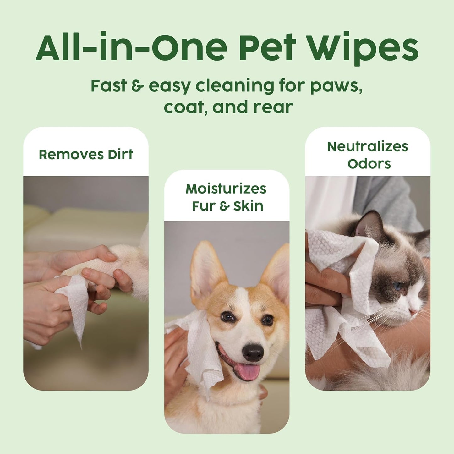 Pet Grooming Wipes - Natural & Organic Bamboo Base - Calming Lavender Scented - Freshening Dog Cat - Gentle on Sensitive Skin - Thick & Durable for Paw Coat & Bum Cleansing - 400 Count