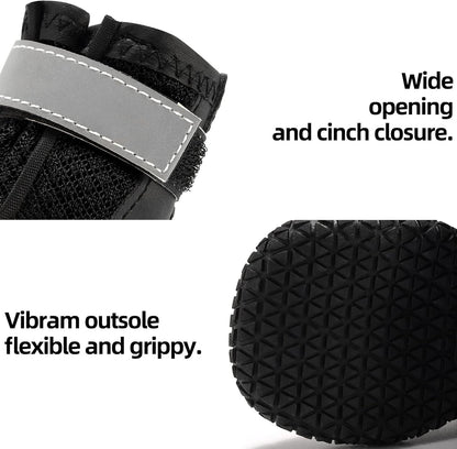 Hcpet Dog Boots for Large Dogs, Dog Shoes for Hot Pavement Winter Snow, Paw Protector Dog Booties Designed for Comfort and Breathability, Outdoor Booties for Small Medium Dogs for Hiking Black Size 7
