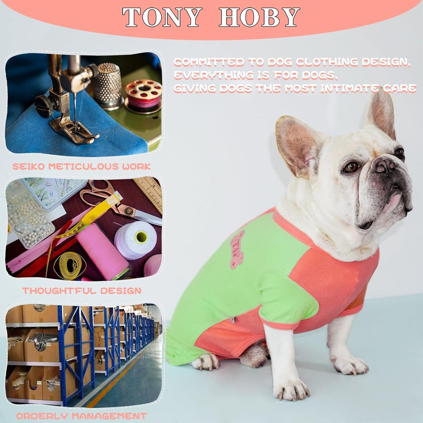 TONY HOBY Dog Pajamas, Male Dog Pajamas Thermal Jumpsuit, Fashion Clashing Color Pet Clothes for Small Medium Dogs (Brown&Orange, Boy, XL)