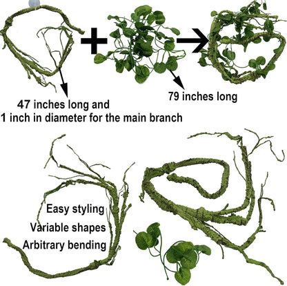 Reptile Plants for Bearded Dragon Tank Accessories, Terrarium Plant Artificial Decor for Snake Cage, Fake Plant for Leopard Gecko Habitat, Lizard Chameleon Ball Pythons (Group BN)