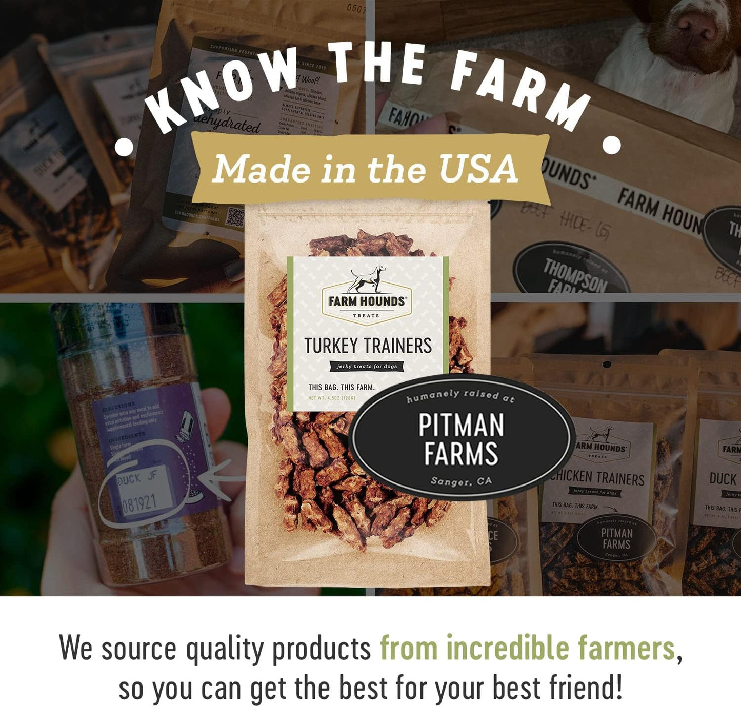 Farm Hounds - Turkey Trainers - Premium Natural Jerky for Dogs - 100% Humanely Raised Turkey - Easy-Break - Great for Training & Treats - No Added Fillers - Made in USA - 4.5 oz - 2 Pack