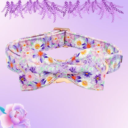 Elegant little tail Dog Collar, Rose Print Pet Collar Summer Dog Collar Durable Metal Buckle Dog Collars Cotton Pet Adjustable Dog Collars for X-Large Dogs