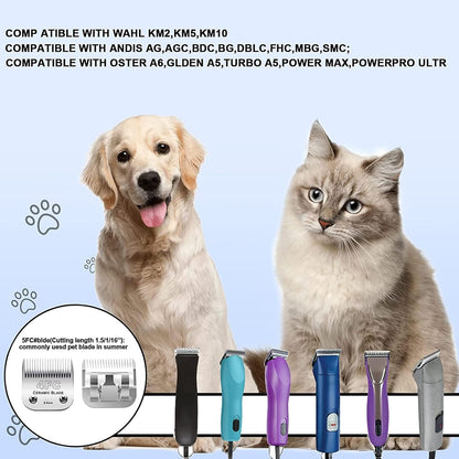 2PC 4FC Blade Detachable Pet Clipper Replacement Blades Compatible with Andis Pet Clipper/Oster A5/Wahl KM Series Dog Clipper,Ceramic Blade & Stainless Steel Blade