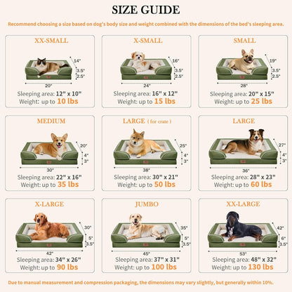 Comfort Expression Small Dog Beds Waterproof Cat Beds Orthopedic Foam Sofa Beds for Small Dogs Comfy Pet Bed with Washable Removable Cover & Non-Slip Bottom(XX-Small,Light Green)