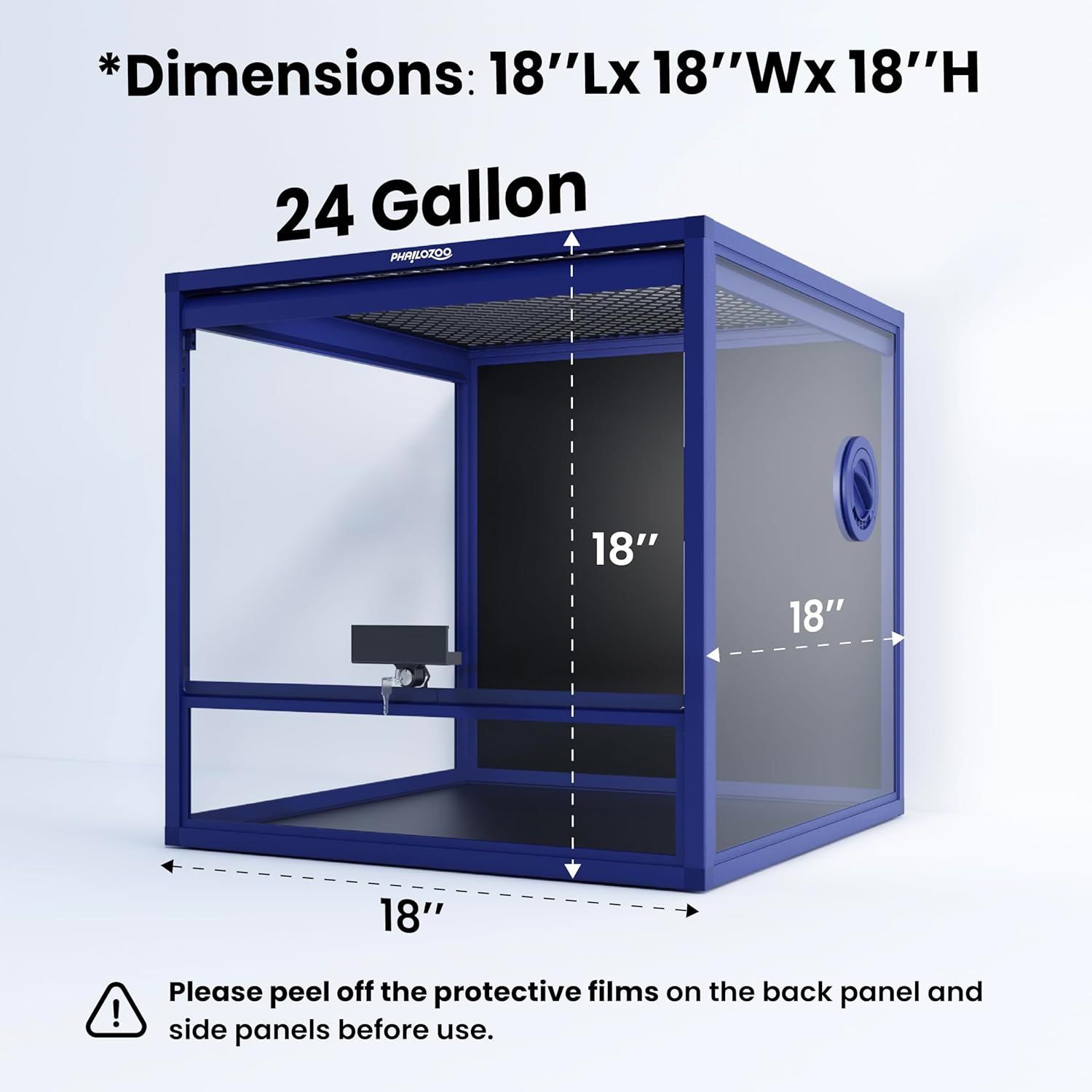 MagicCube 18'' x 18'' x 18'' Reptile Tank with Lock, 24 Gallon Reptile Terrarium with Flip-Up Tempered Glass Door, Top Screen Ventilation for Leopard Gecko - Bottom Not Leakproof - Pawvie