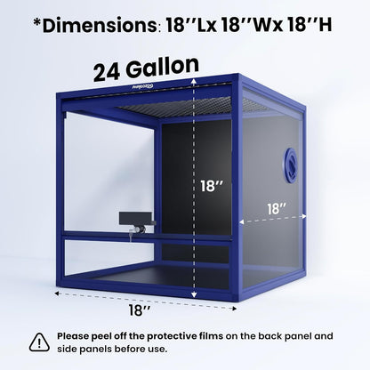 MagicCube 18'' x 18'' x 18'' Reptile Tank with Lock, 24 Gallon Reptile Terrarium with Flip-Up Tempered Glass Door, Top Screen Ventilation for Leopard Gecko - Bottom Not Leakproof - Pawvie