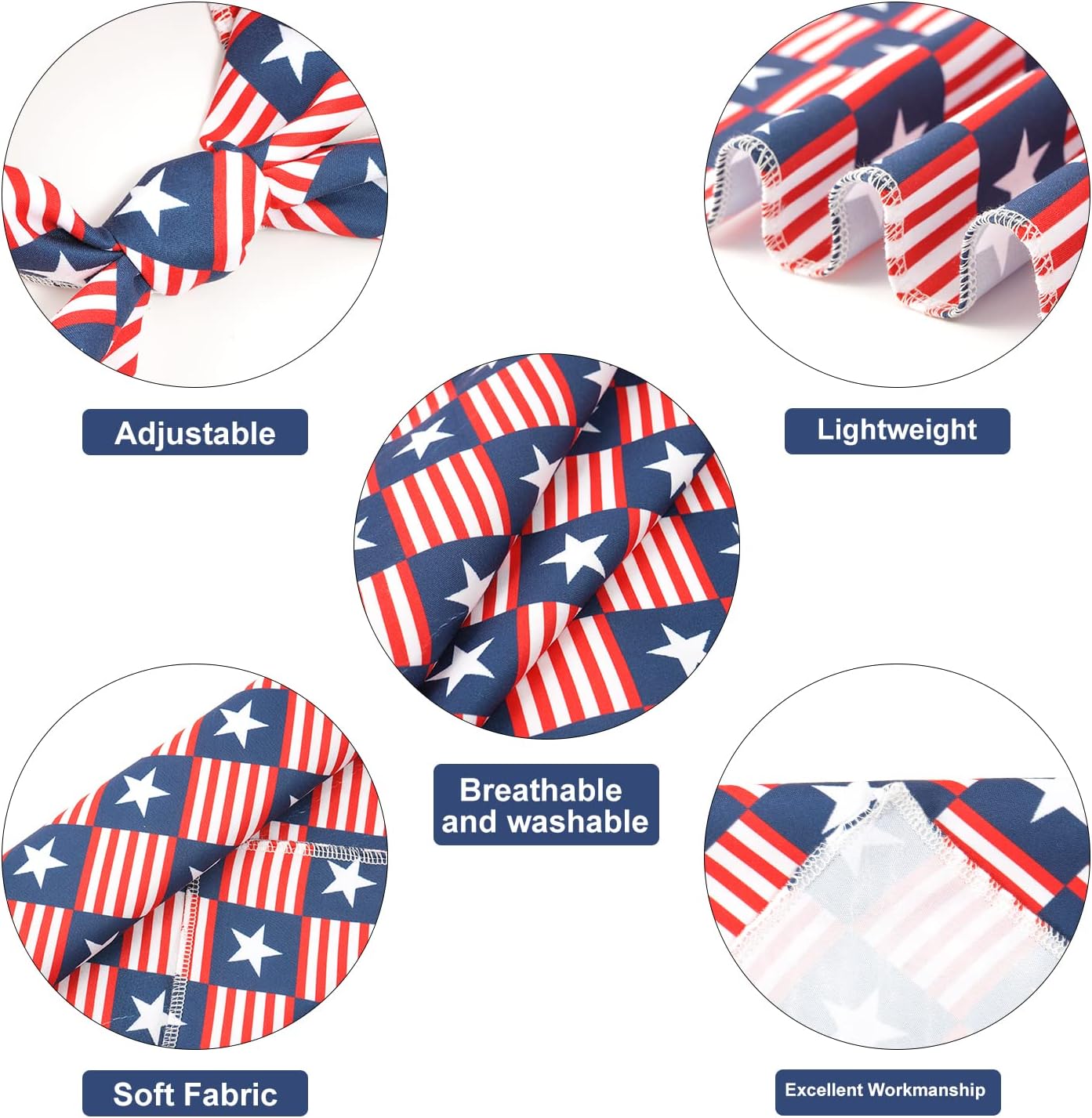 E-Clover 4th of July Dog Bandanas & Matching Scrunchie Set American Flag Dog Scarf Washable Patriotic Pet Bandana Kerchief Bibs for Medium Large Dogs Owner Gifts