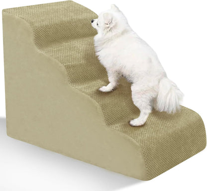Dog Stairs for Small Dogs - High Density Foam Pet Steps, Extra Wide Dog Ramp with Non-Slip Bottom for High Beds, Couch and Sofa, Best for Dogs Injured, Older Doggy Cats