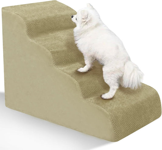 Dog Stairs for Small Dogs - High Density Foam Pet Steps, Extra Wide Dog Ramp with Non-Slip Bottom for High Beds, Couch and Sofa, Best for Dogs Injured, Older Doggy Cats