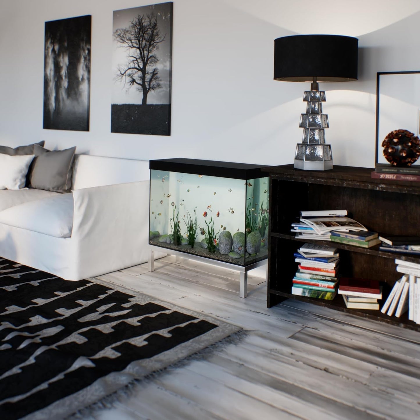 14 in X 36 in. Aquarium Stand | Industrial Style Aluminum Fish Tank Base with Open Frame Design