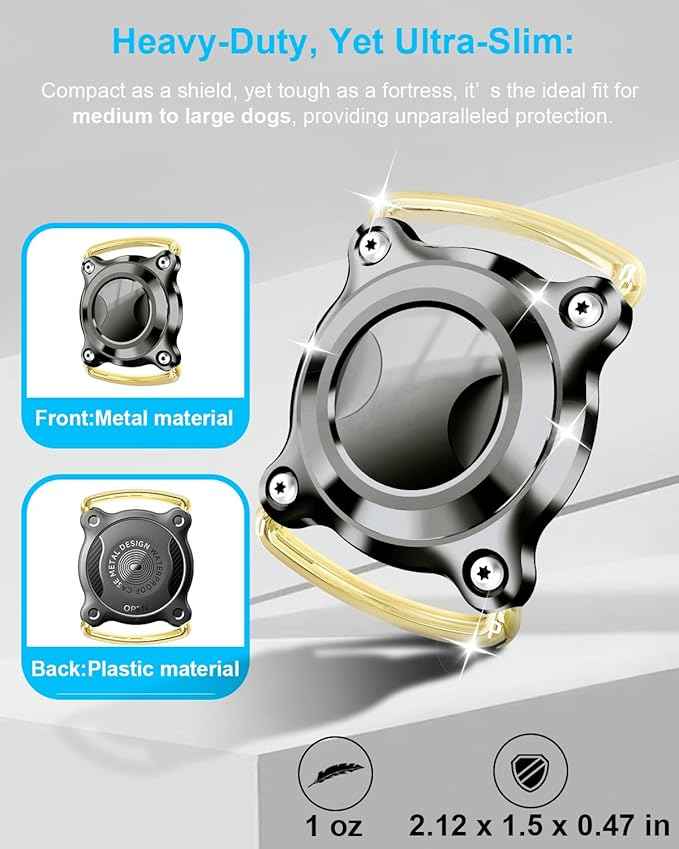 Airtag Holder for Dog Collar - Waterproof with Metal Cover, Removable Loop, Chew Proof, Compact Size (1 Pack Black, S (Width2.5cm/ Thick2.3mm))