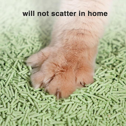 Cat Litter 24LB/4 Packs Dust-Free Clumping Tofu Cat Litter Quickly Absorb Odors Toilet Can Flush Into The Toilet Pure Natural tofu cat Litter (Green Tea)